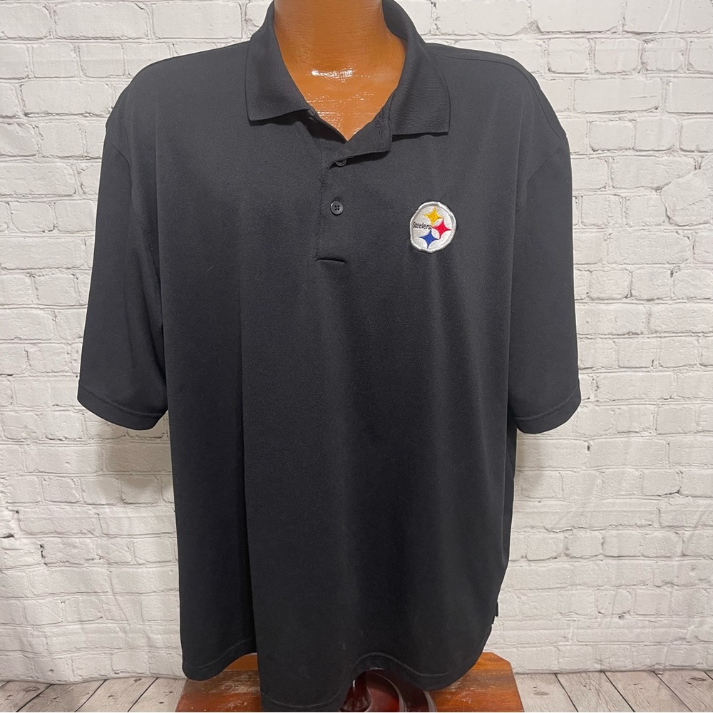 Mens Antiqua Pittsburgh Steelers Polo Shirt Size XXL Black